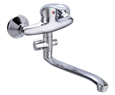 China Modern Modern Zinc Alloy Body Chromed For 3 Hole Installation Mixers Hot And Cold Mixer Bathroom Shower Faucet And With Long Spout for sale