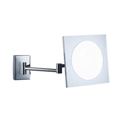 China Modern Lavatory Brass Chrome LED Wall Mounted Square Standing Mirror for sale