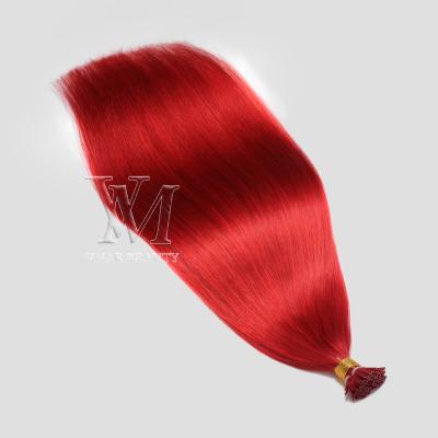 China I Tip Hair Extensions Vmae 11A Keratin Tip Double Cuticle Pulled Aligned Virgin Hair 100g Red Prebonded I Tip Hair Extensions for sale