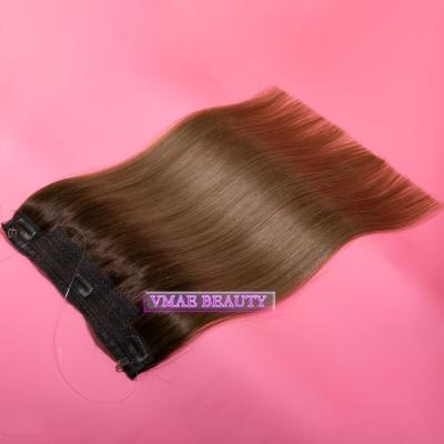 China Wave Halo Clip In Hot Sale 100g Color Remy Virgin Human Hair Halo Hair Double Drawn Straight Extensions T#4-#8 Ombre Hair Extensions Wigs VMAE for sale