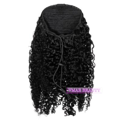 China Pure Indian Afro Virgin Hair Curly Drawstring Ponytail Hair Claw Clip Ponytail VAME 11A 120g Long for sale