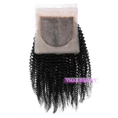 China Hair Closure Piece VMAE Virgin Hair Extension 4A Curly New Natural Color 5*5 Lace Up PU Closure Hair Closure for sale