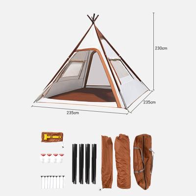 China Outdoor or Indoor Adult Indian Tent Lightweight and Convenient Storage Large Tipi Pyramid Camping Tent Teepee with Double Mesh Door for sale