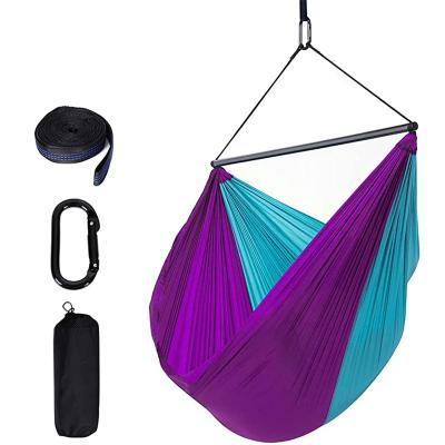 China Super Durable Comfortable Lightweight Nylon Hammock Chair Arming Rope Hanging Portable Swing Chair Large For Outdoor Camping for sale