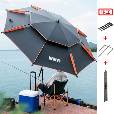 China Hot Selling Portable Umbrella 2.0m 2.2m Double-Layer Beach Umbrella Sun Protection Patio Outdoor Fishing Waterproof Umbrellas 2.4m for sale