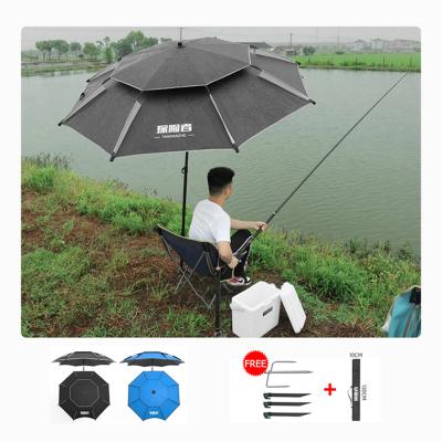 China Large Portable Thickened Fishing Umbrella With Carry Bag Double Layer Folding Beach Umbrella for sale