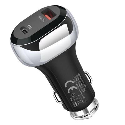 China Type C Palladium Car Charger Dual USB Car Adapter Cigarette Lighter 2 Car Mobile Phone Tablet MP3 GPS QC3.0 Charging Port Chargers for sale