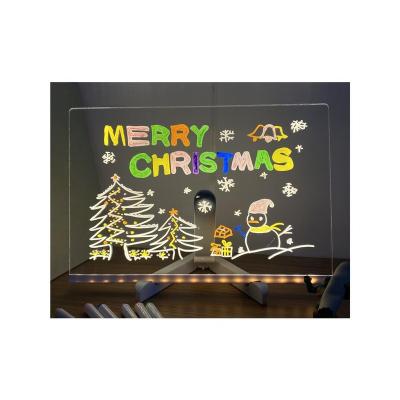 China USB Residential Acrylic Note Board With Acrylic Night Light Holder Writing Board Erasable LED Message Board for sale