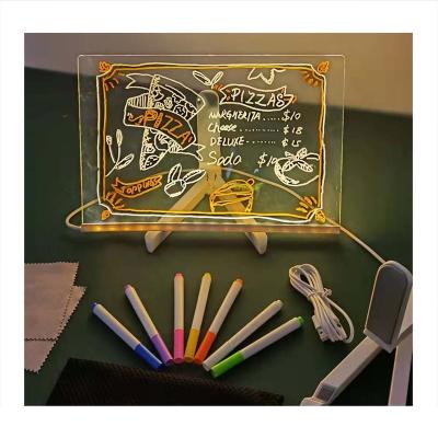 China USB Self Adhesive Transparent Led Square With Light Note Board Acrylic Message Board for sale