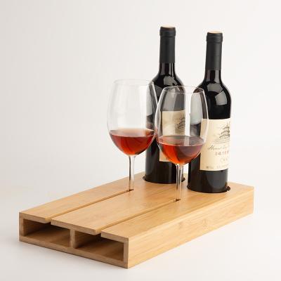 China Sustainable Customized Bamboo Wine Storage Set Holds 2 Bottles And 4 Bottle Lightweight And Portable Glass Wine Racks for sale