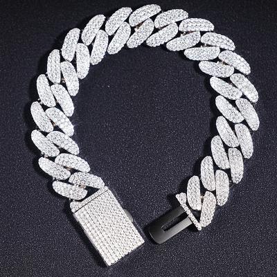 China SICGEM CLASSIC Top Selling 15 Mm Hip Hop Cuban Bracelet 925 Sterling Silver Iced Out VVS Moissanite for sale