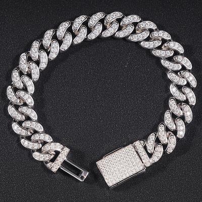 China SICGEM 925 CLASSIQUE Stainless Steel Gold Miami Moissanite Cuban Link Silver Chain Iced Out Necklace Bracelet for sale