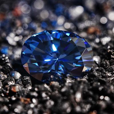 China SICGEM Diamond Jewelry Vvs Clarity Blue Moissanite Color Play or Fire Luxury Oval Cut Loose Natrual Moissanite Synthetic Diamonds for sale