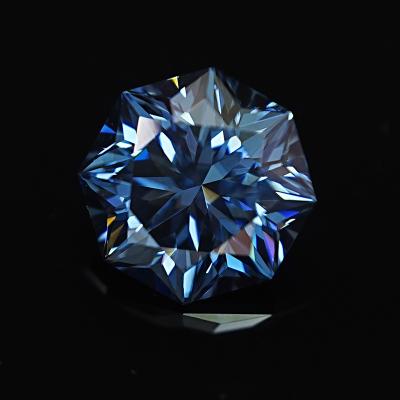 China Color Play Or Fire Custom Design Blue VVS Clarity Loose Moissanite Octagon 7.0 Mm 2 Carat Moissanite Gem Stones for sale