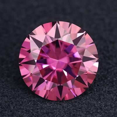 China Color Play Or Fire SICGEM 8.0 Mm 2 Carat Round Loose Pink Moissanite Gemstones VVS Factory Price Crushed Ice Moissanite for sale