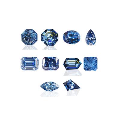 China Custom Fire SICGEM 1 Carat Shape Dark Synthetic Vivid Cyan Ice Blue Color Set Or Synthetic Moissanite Stones Price For Sale for sale