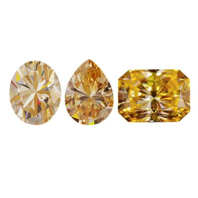 China Color Set or Fire SICGEM 1 Carat Oval Pear Radiant Cut Moissanite Gold Light Yellow Loose Diamonds at Competitive Prices for sale