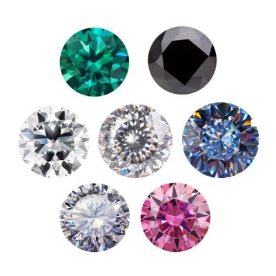 China Moissanite Diamond Green Black White Pink Colorless Loose Round Cut or Color Play 6.5 mm Fire Round SICGEM Moissanite for sale