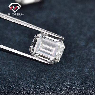 China Fire SICGEM 2 Carat Moissanite Emerald Cut Loose Gems Moissanite Stone Color Set or Price Per Carat for sale