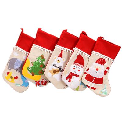 China Fashionable Family Gift Storage Hung Christmas Decorative Hanging Socks Bag Gift Custom Embroidered Socks for sale