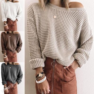 China Wholesale Sleeveless Neck Slash Design Sweater Women Loose Solid Color Anti Shrink Long Plus Size Crochet Sweater Tops For Ladies for sale