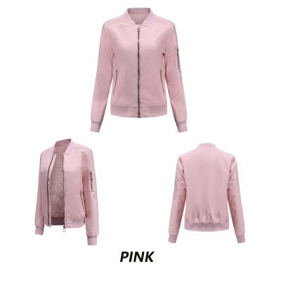 China New Arrival Winter Warm Reversible Zipper Pockets Long Sleeve Solid Color Custom Women Bomber Jacket for sale