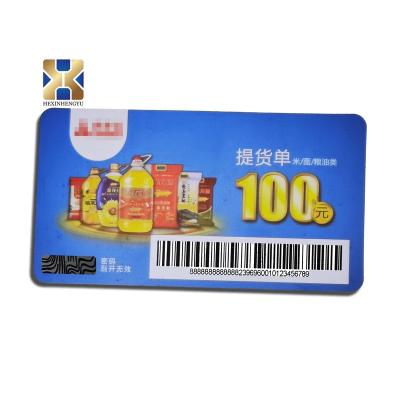 China Super Sale Custom Plastic Discount Barcode Printing PVC Gift Voucher Discount Voucher Supermarket Club for sale