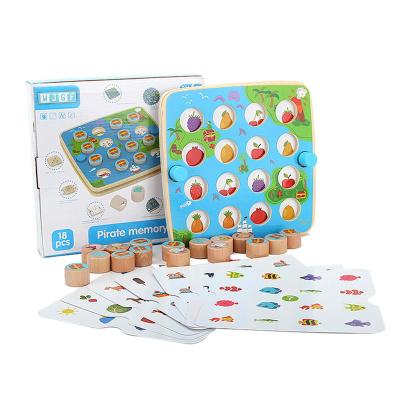 China Educational Classic Wooden Puzzle Game 3D Interaction Chess Memory Flower Memory Flower Montessori Jigsaw Toy Board for sale