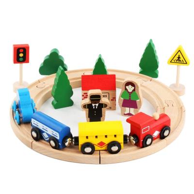 China DIY Toy Set Kids Toys 26pcs Educational Railway Train Set Wooden Toys Train Railway Toy for sale