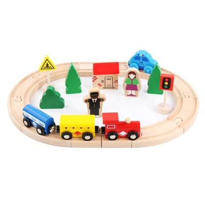 China DIY Toy Set Kids Toys 32pcs Educational Railway Train Set Wooden Toys Train Railway Toy for sale