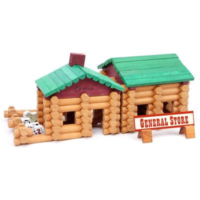 China Eco-friengly Wholesale Custom Wooden Toy House Children&'S Diy Building Block The Wooden House Log Blocks for sale