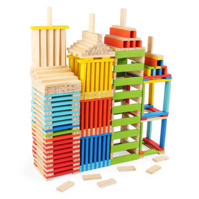 China Eco-friengly DIY Colorful Building Block Bricks Build House Toy Set For Children Educational Wooden Toy for sale