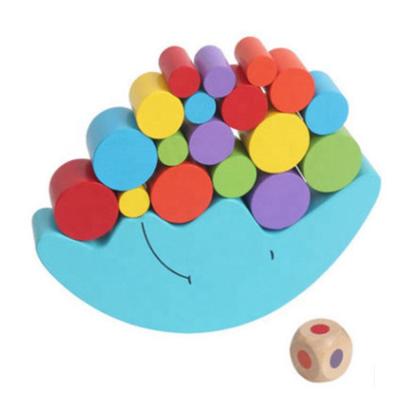 China Moon Blue Wooden Balance Toy Stacking Blocks Boat Game Kids Educational Eco-friendly Material Kids Early Other Toy for sale