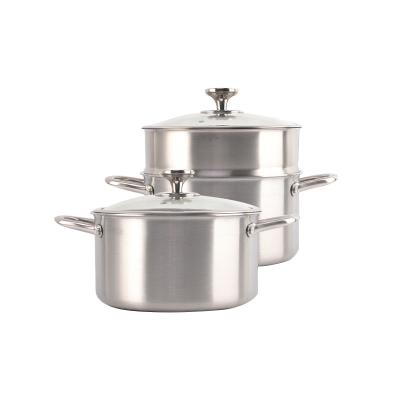 China Oriental High Quality Non-Toxic Stainless Steel Cook Pot Set With Glass Lid for sale