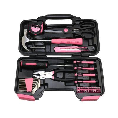 China Family Pink Women's Household Tool Kit Power Tool Set Household Repairing Tools for sale