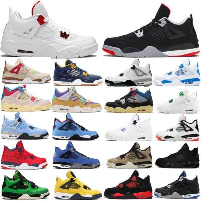 China Fashion Trend College Jumpman 4 Blue Mens 4s Basketball Shoes White Guava Ice Oreo Sail Black Cat Mens Womens Metallic Purple Sneakers for sale