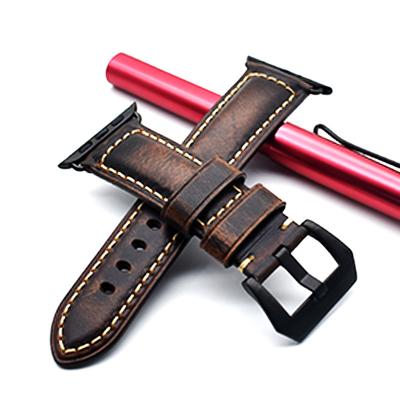 China Durable Wholesale Watch Accessories Large Buckle Leather Watch Band For iPhone i Watch Straps for sale