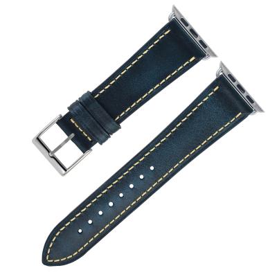 China Apple Watch Series 7 Leather Band Genuine Calf Apple Watch Bands Leather Strap Belt 41mm Casual Western Leather Wax Soft/Oil Waterproof for sale