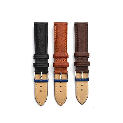 China Sports Major 18 20 22 24mm Italian Soft Black Leather Strap Leather Watch Band for sale