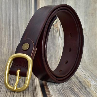 China Comfortable Copper Buckle Handcraft Custom Lady Belt Genuine Leather Women's Belt Simple Design Color For Women Christmas Gift for sale