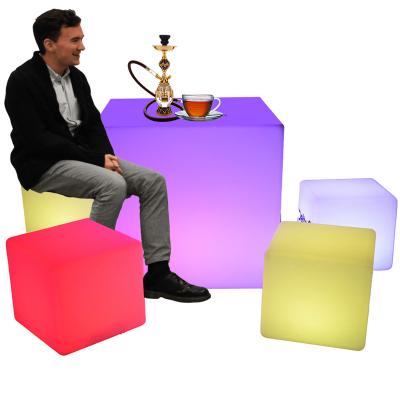 China Modern portable nightclub lounge outdoor garden event party wedding light up cube chair seat table bar stool luminous led furniture for sale