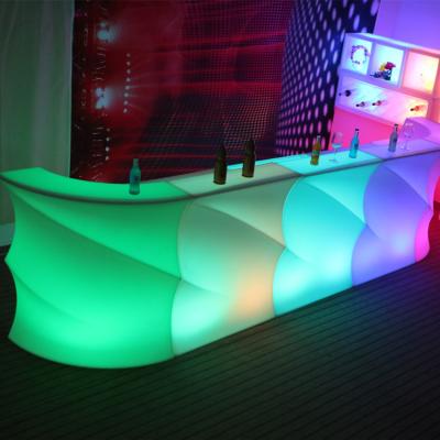 China Modern chinese colorfRohs wedding mesas table night club illuminated furniture bar plastic led counter for sale