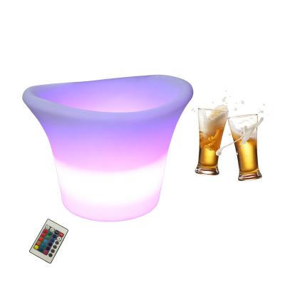 China Party Barware Bar Nightclub KTV Color Changing Bar Home Rechargeable Remote Control Container Led Beer Bottle Holder Race LED16 Magic Light Ice Bucket for sale