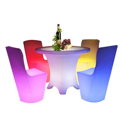 China Modern led high tables with stools decorative indoor outdoor used cafe led light furniture bar tables and chairs for event for sale