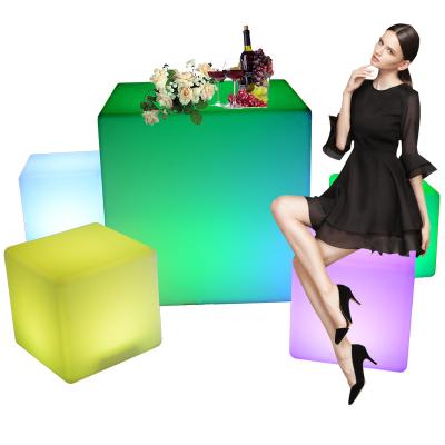 China Modern Magic LED Cube Hookah /Event Bar Nightclub Furniture Lounge Illuminated Plastic Led Cube Sneak Bar Chairs for sale