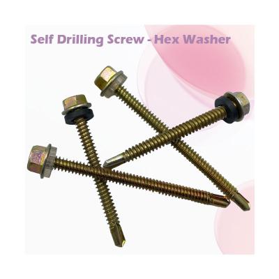 China Pan Ruspert Zinc Plated High Strength Steel Flanged Hex Washer Head Self Drilling Tapping Screws for Sheet Metal China Factory for sale