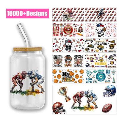 Cina Rugby Sport Balls UV DTF Cup Wrap Per Spagnolo 16oz Tumbler Sports Balls in vendita