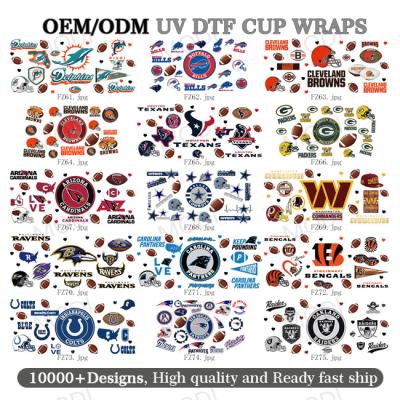 Китай UV DTF Transfer Cup Wrap Stickers For Glass Tumblers Custom Logo Рэгби спортивные мячи 16oz продается