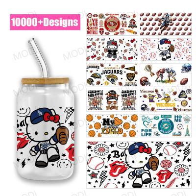 Cina Hello Kitty 16 oz Baseball Sport Balls UV DTF Transfer Cup Wrap Sticker per Tumbler di vetro Disegni personalizzati in vendita