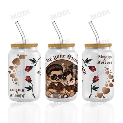 Chine Le jour de la Saint-Valentin UV DTF transfert pour les gobelets enveloppes Logo personnalisé Libbey verre Tumbler à vendre